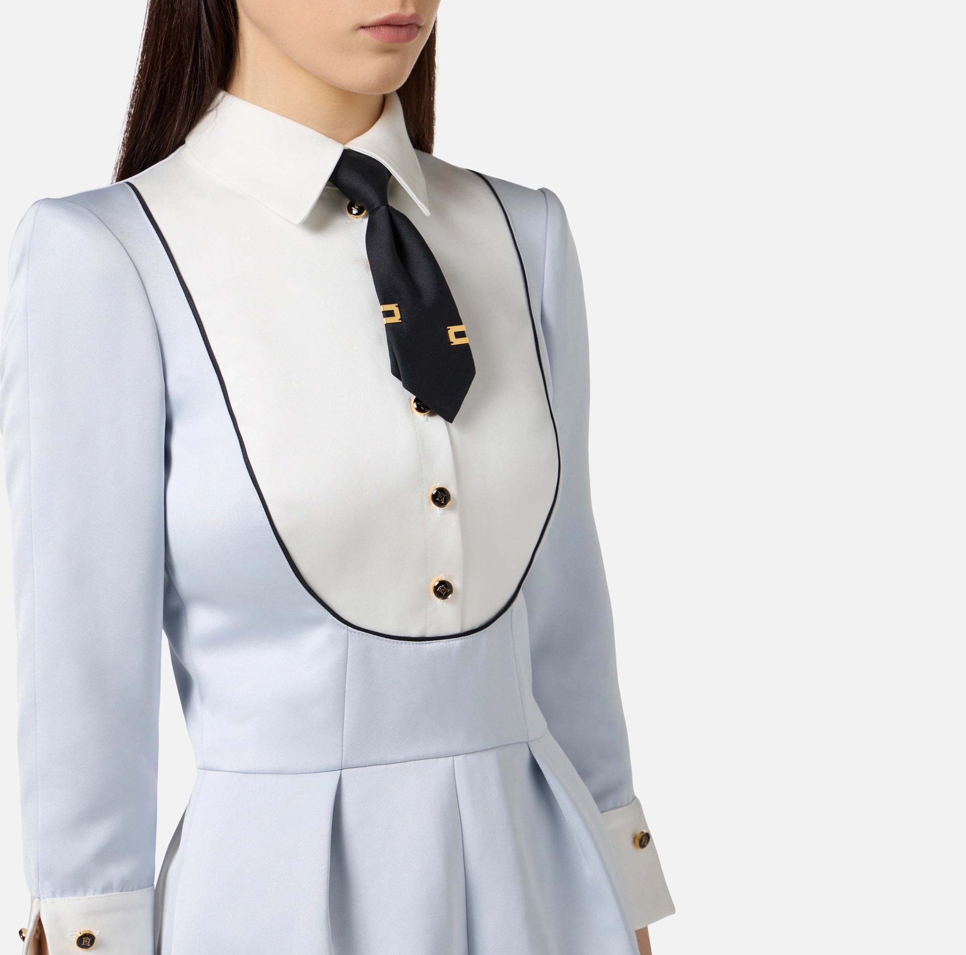 Baby blue duchess satin romper