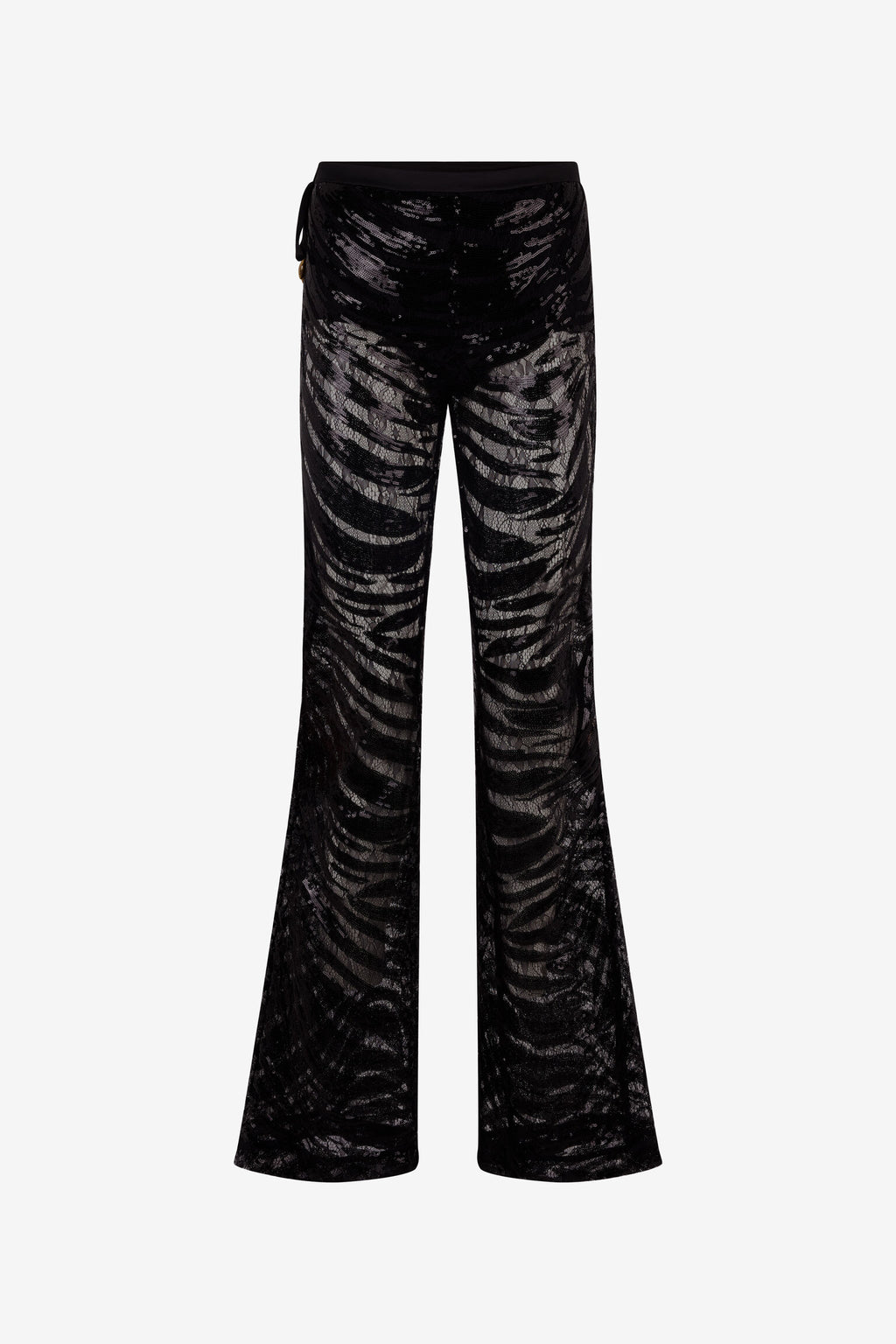 Black lace sequined flared pants