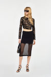 Black lace sequined crop top
