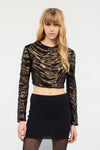 Black lace sequined crop top