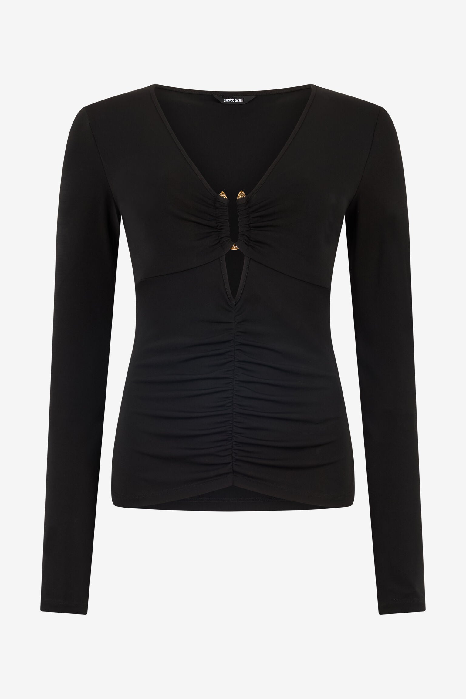 Black long sleeve v-neck jersey top