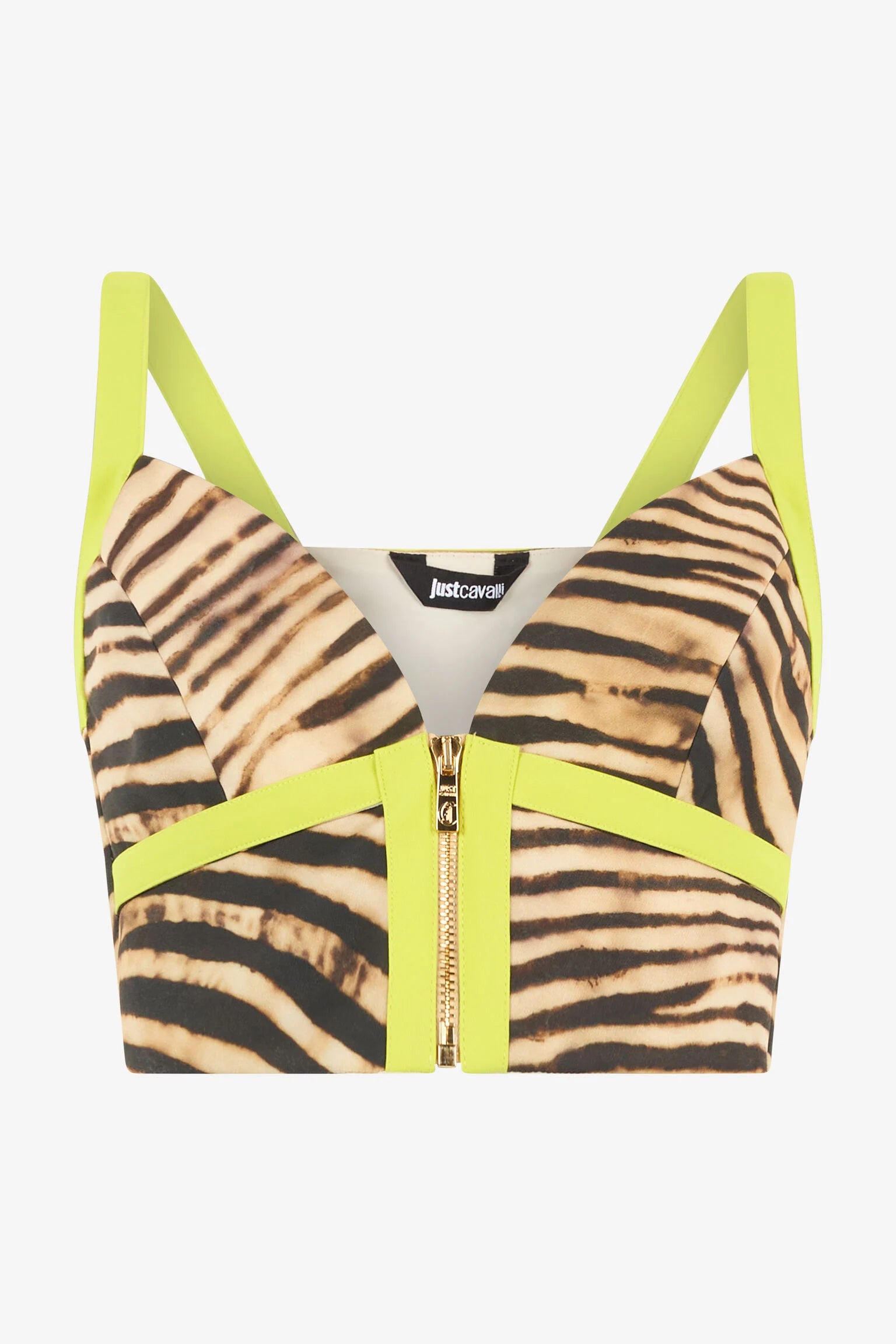 Animal print lime trimming crop top