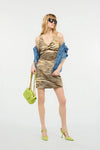 Animal print short dress with cut out