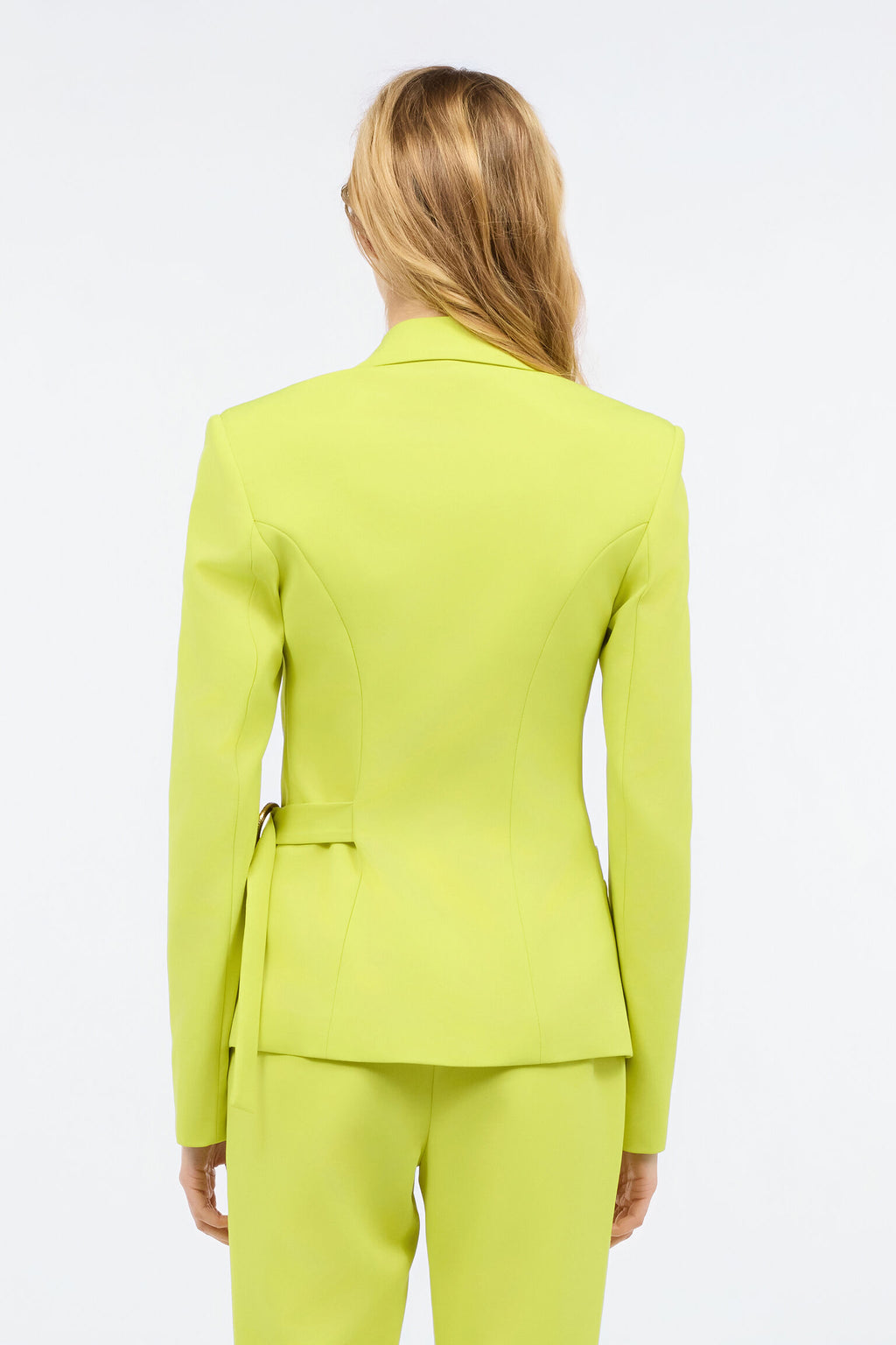 Lime green tailored jacket with side belt