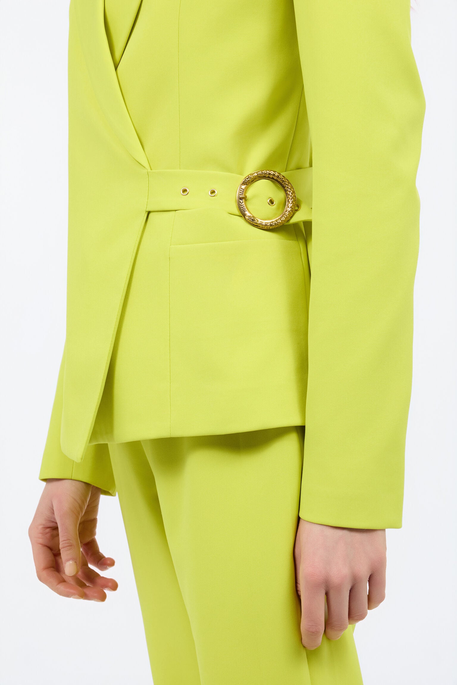 Lime green tailored jacket with side belt