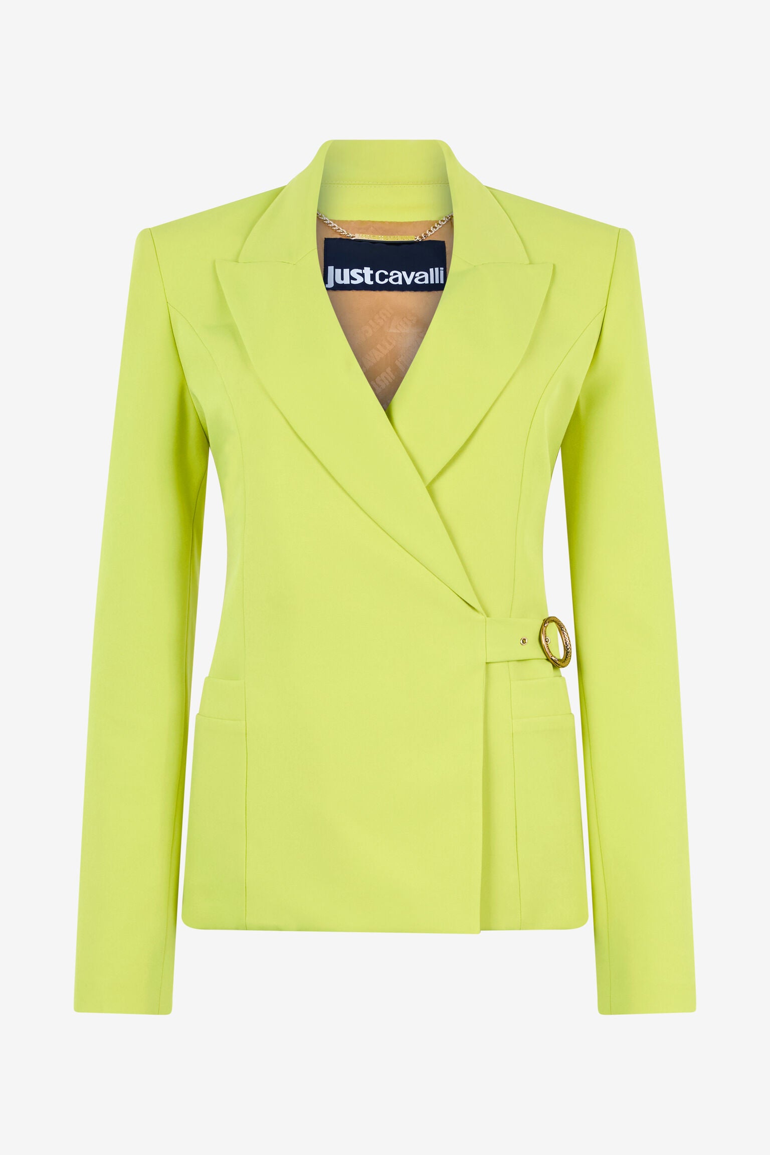 Lime green tailored jacket with side belt