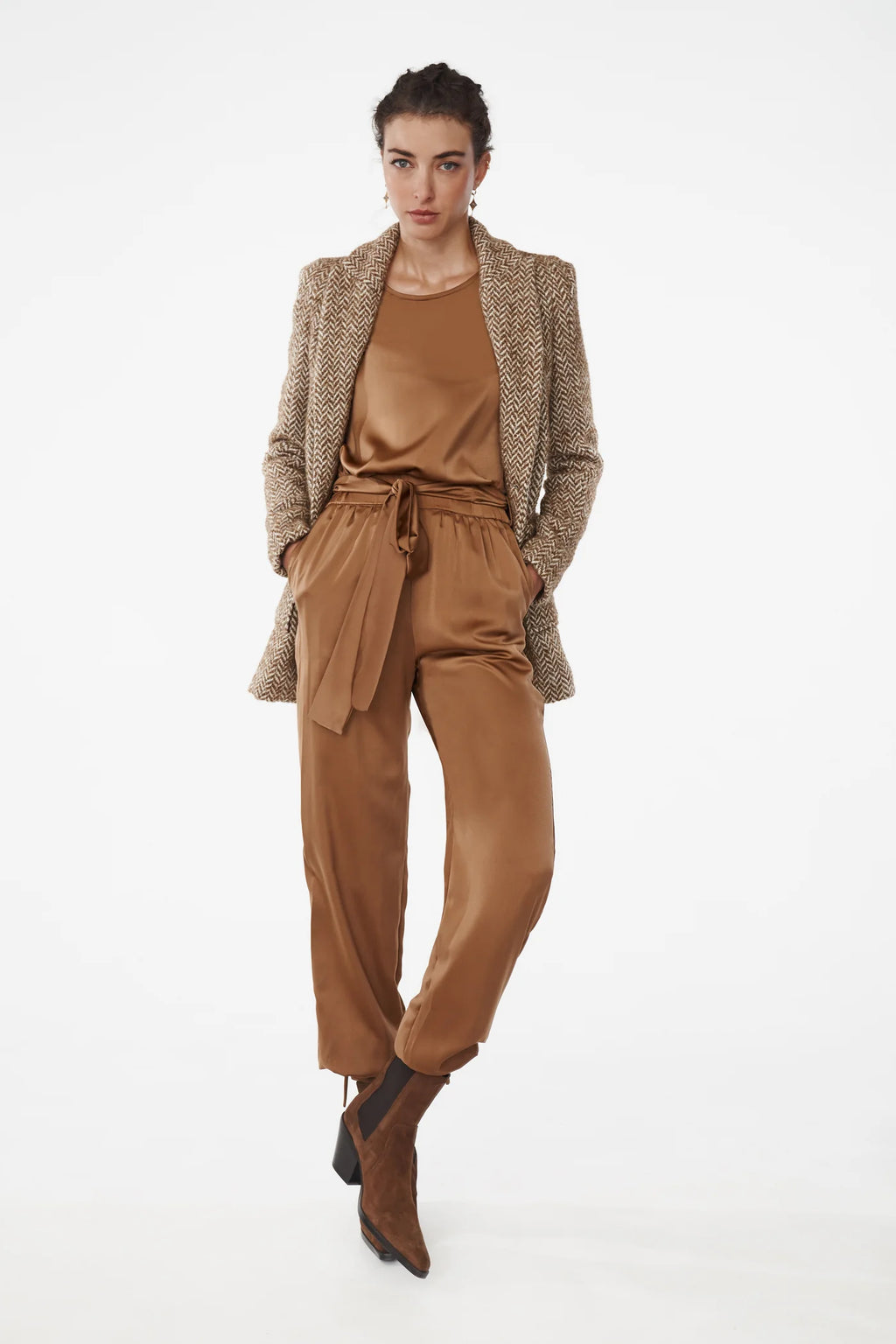 Brown Roby silky jogger pants