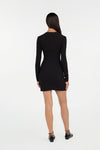 Black mini dress with long sleeves and sequin side detail