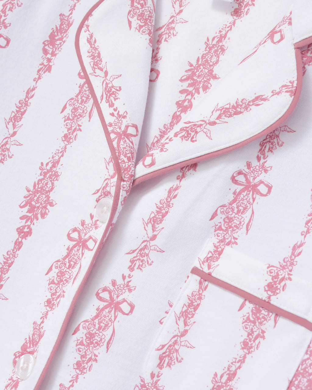 Pink Pima cotton short pajama set in Mayfair Toile