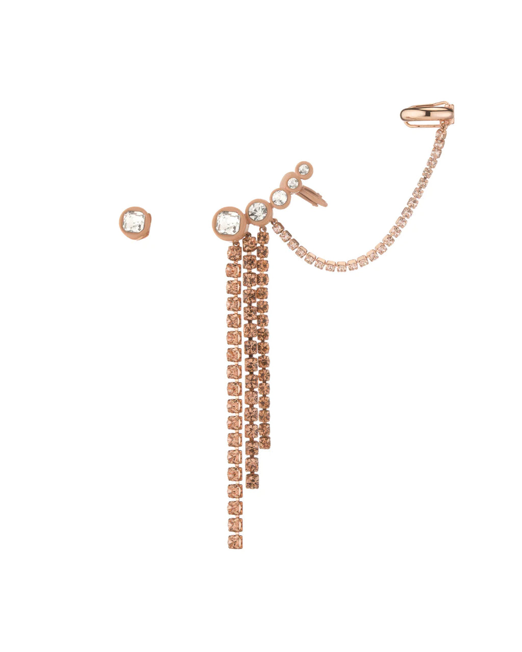 Nude Elena Crystal Ear Cascade traveling Earring set