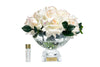 Blush  French roses centerpiece with green leaves