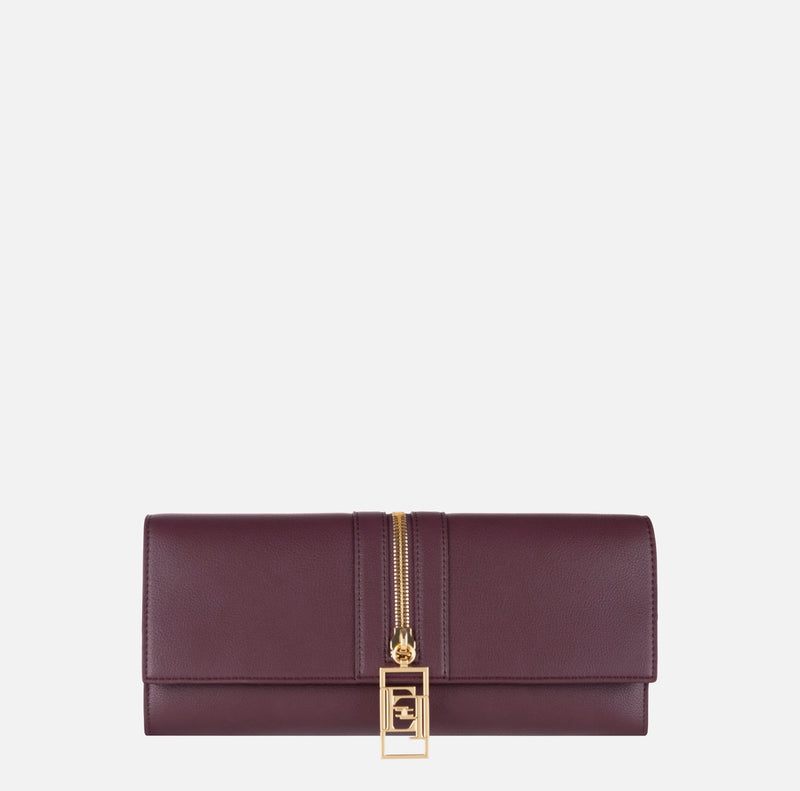 Burgundy baguette clutch bag