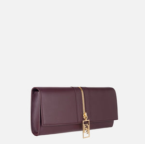 Burgundy baguette clutch bag