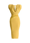 Citrine jersey cowl neck midi dress