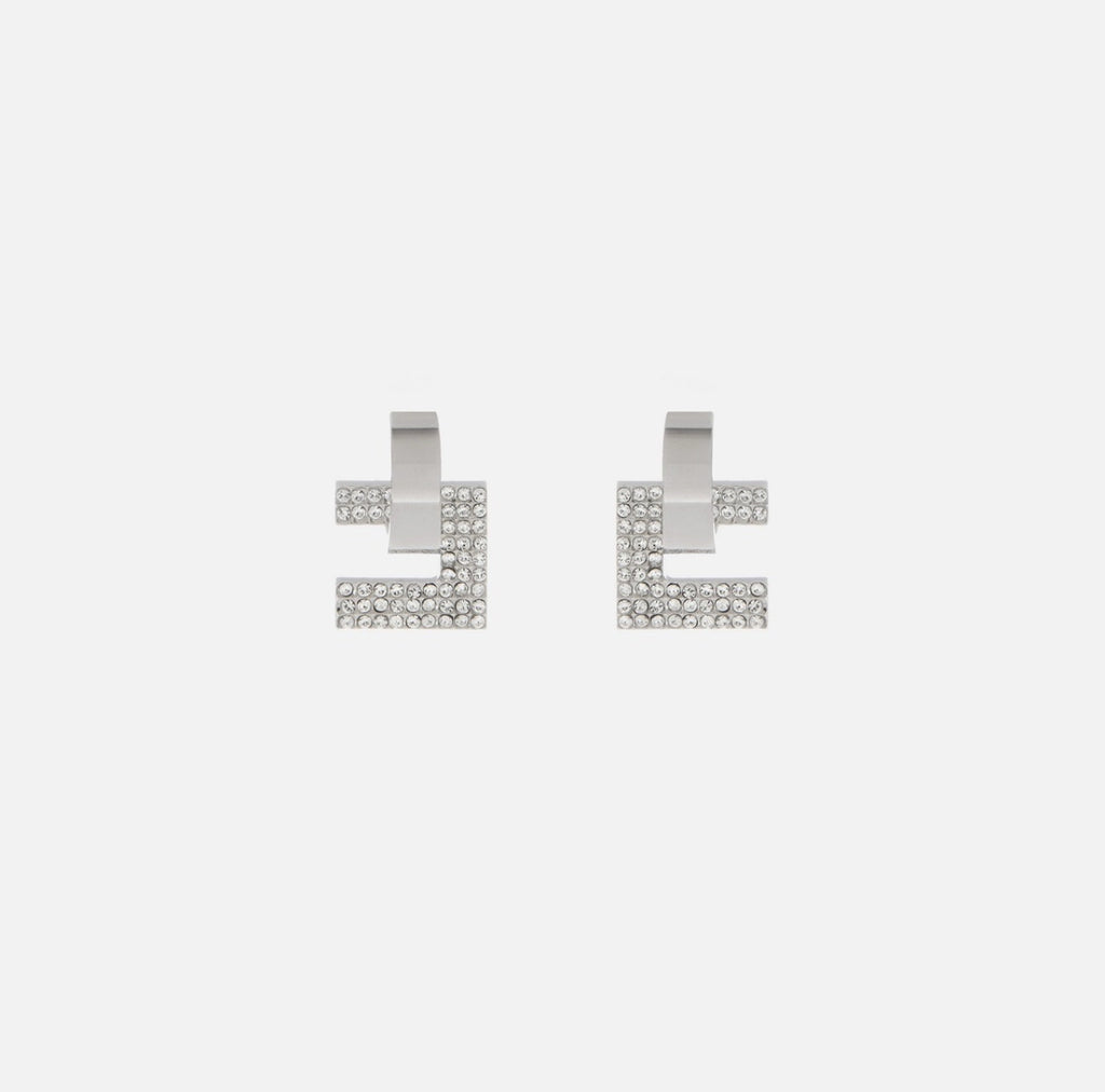 Silver logo earrings