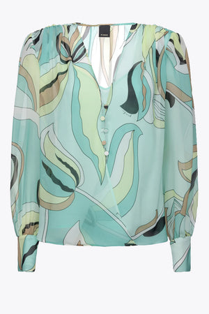 Aqua print blouse