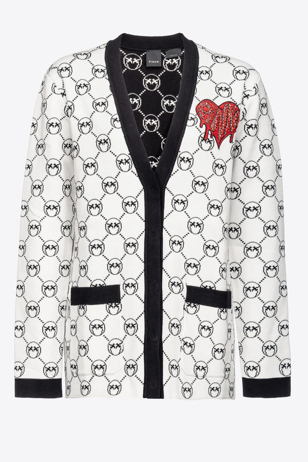 White printed jacquard cardigan