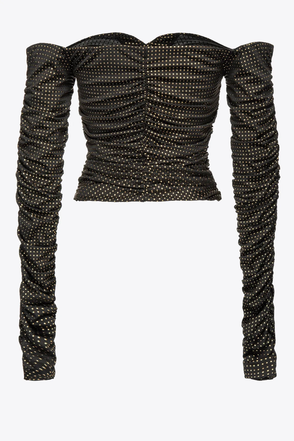 Black off-shoulder top with micro studs