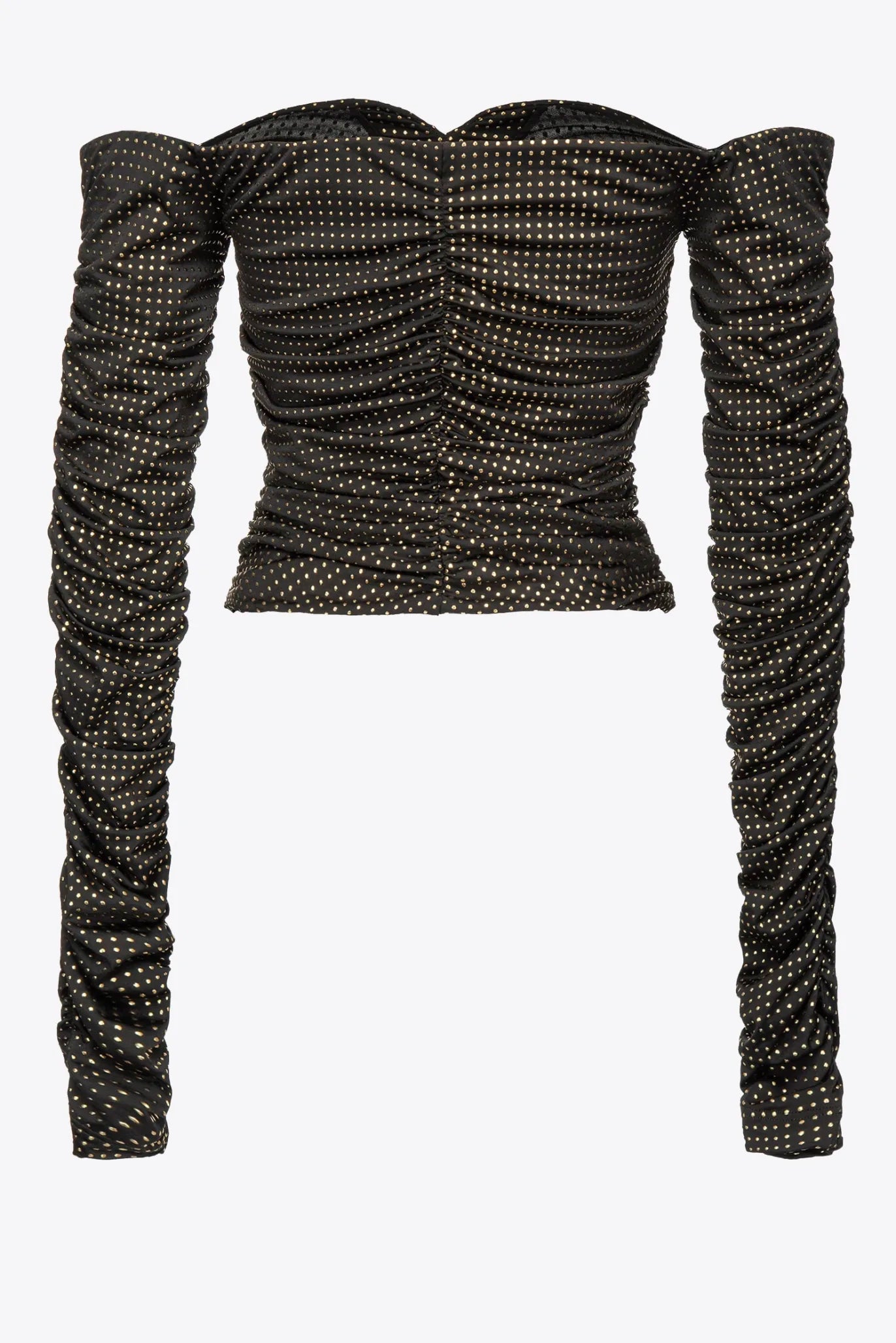Black off-shoulder top with micro studs