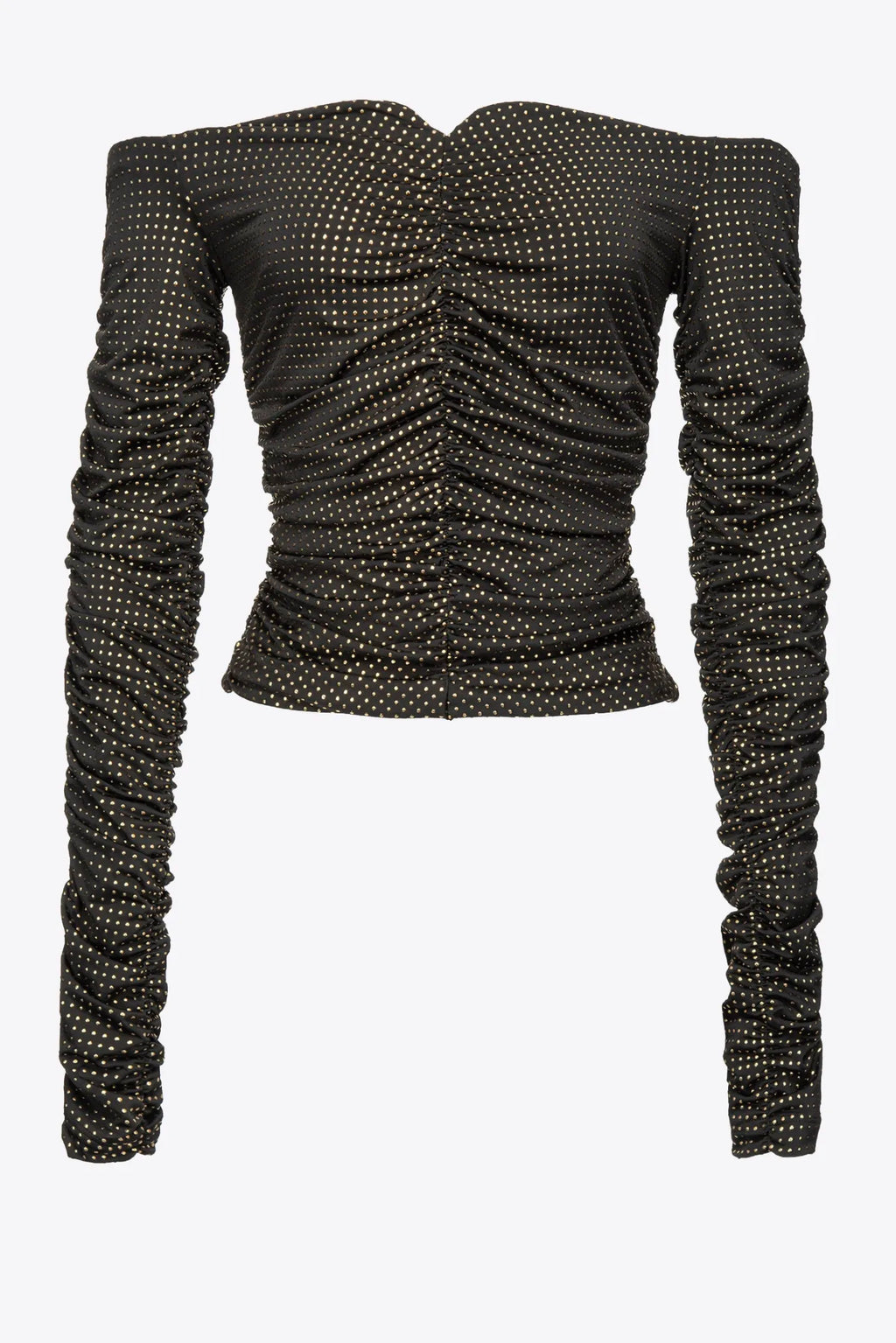 Black off-shoulder top with micro studs
