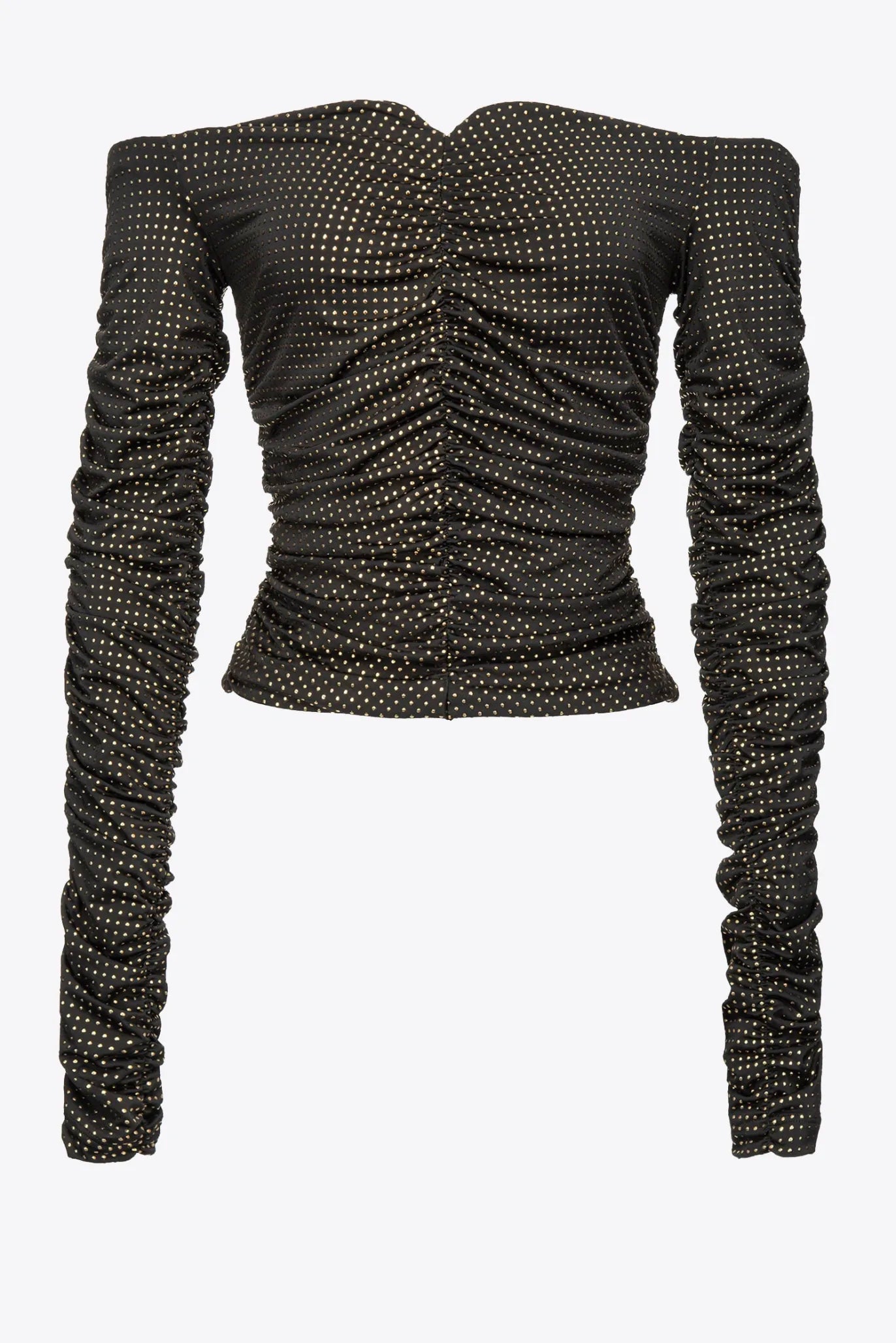 Black off-shoulder top with micro studs
