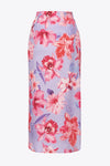 Lilac floral print midi skirt