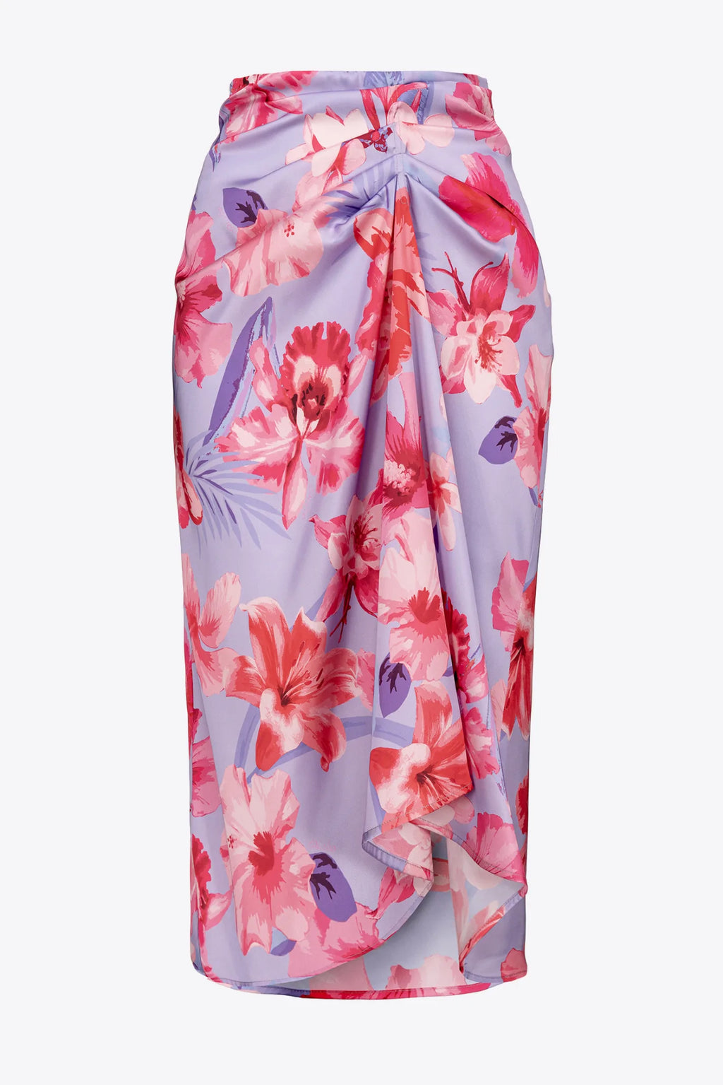 Lilac floral print midi skirt