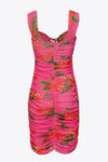 Fuchsia floral stretch tulle mini dress