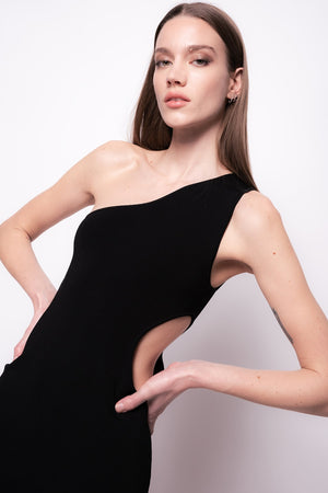 Black one shoulder Amurrio Dress