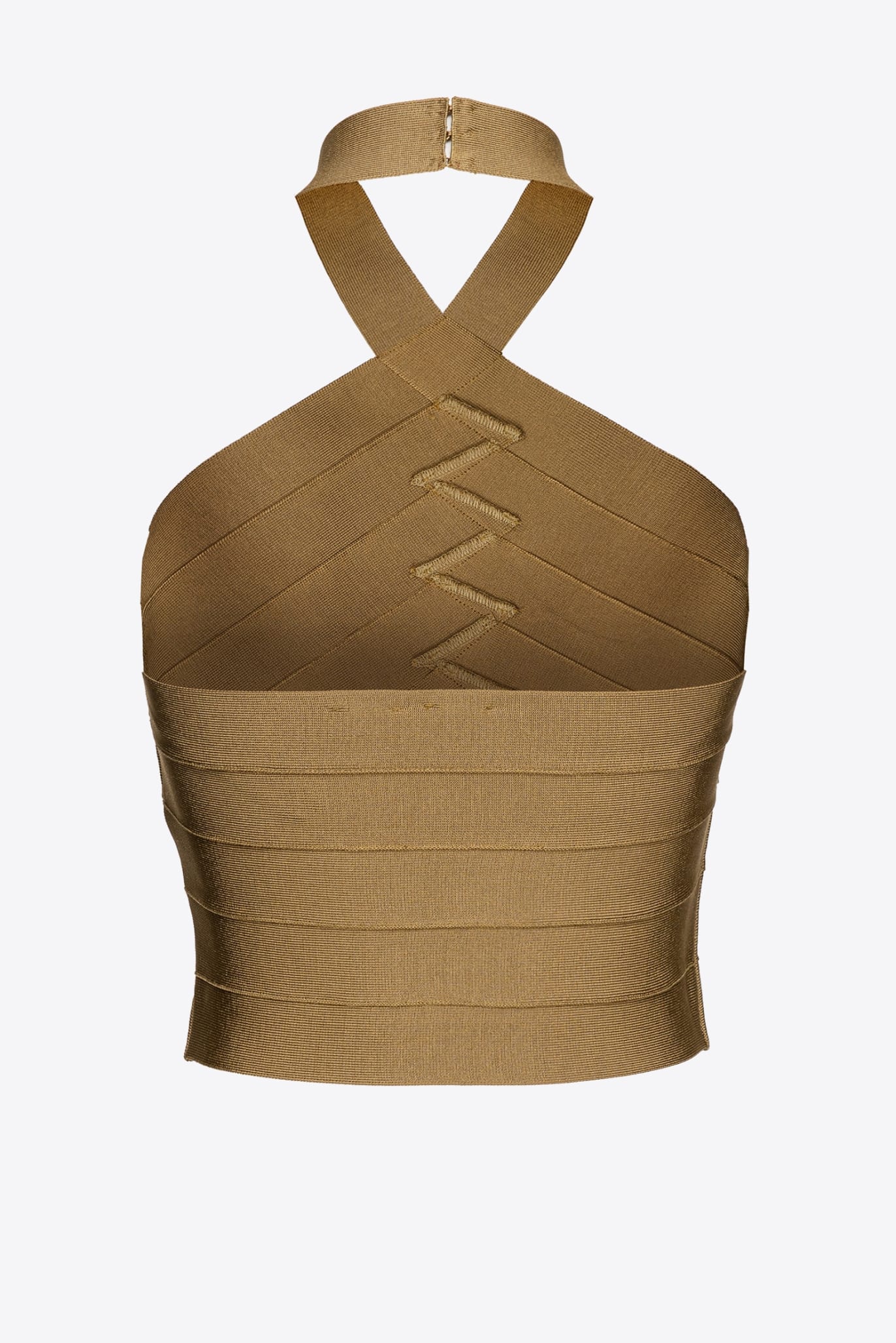 Brown knit band-effect halter top