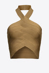 Brown knit band-effect halter top