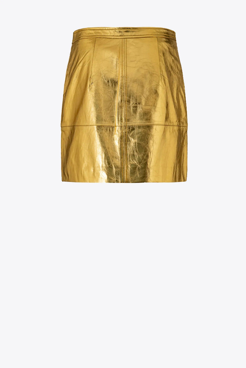 Gold laminated mini skirt