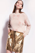 Gold laminated mini skirt