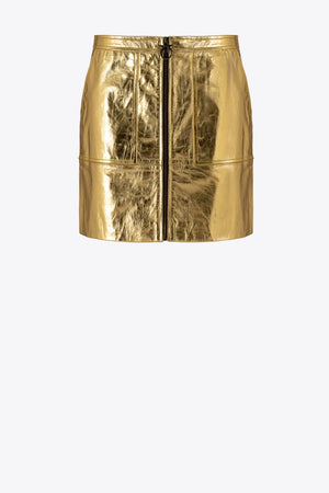 Gold laminated mini skirt