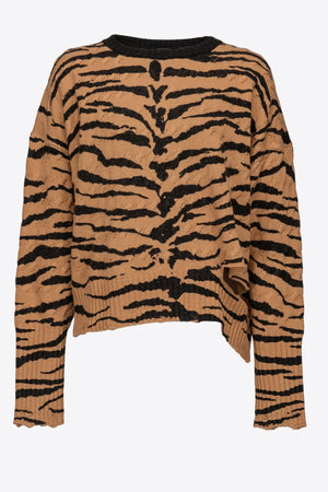 Camel tiger print pullover