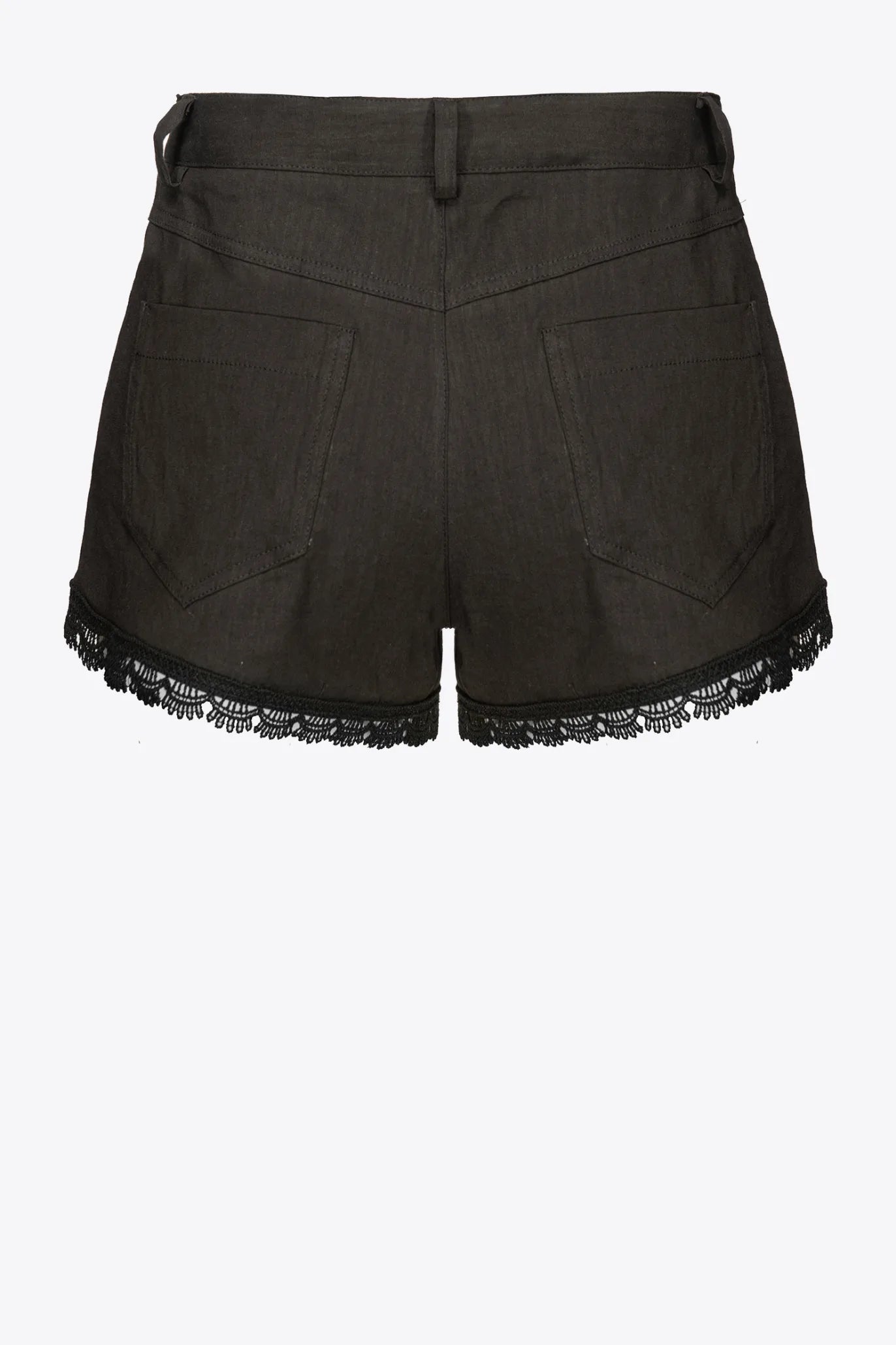 Black stretch linen shorts