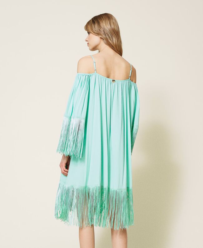 Aqua fringe caftan