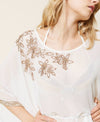 Ivory georgette kaftan with embroidery