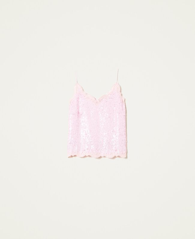 Pink full sequin top with embroidery