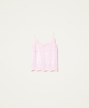 Pink full sequin top with embroidery