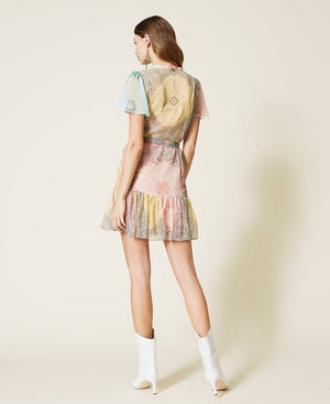 Multi pastel print mini dress