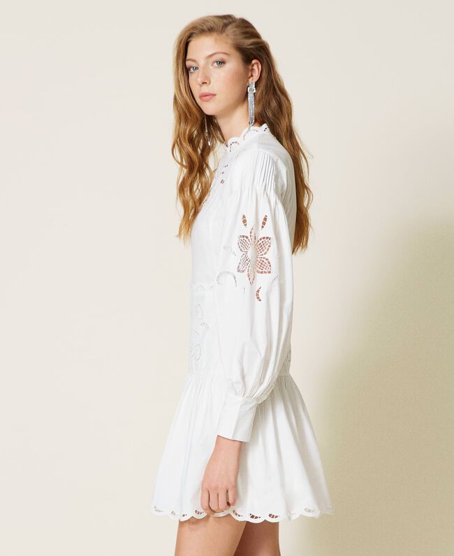 White muslin dress with hemstitch embroidery