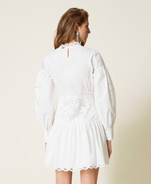 White muslin dress with hemstitch embroidery