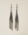 Silver mesh earrings with rhinestones