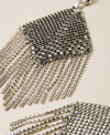 Silver mesh earrings with rhinestones