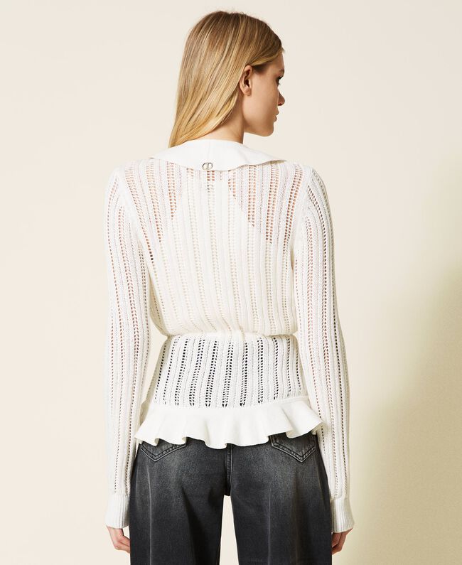 White cardigan with ruffles