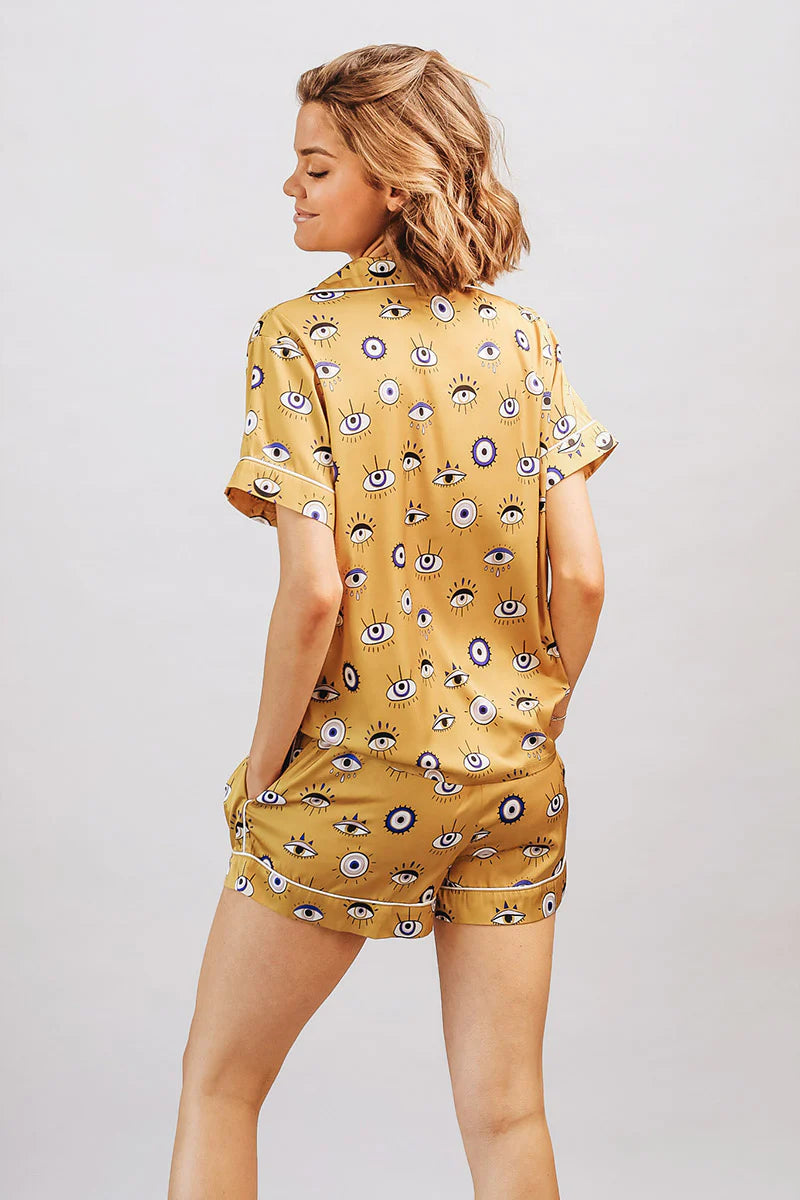 Amara evil eye short satin pajama set