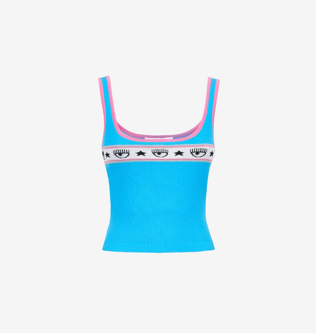 Turquoise rib knit tank top