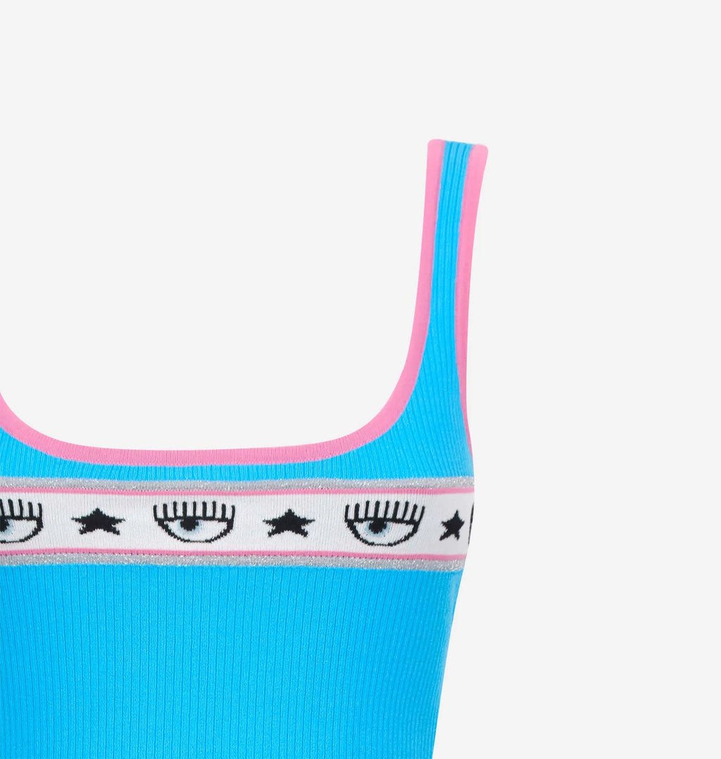 Turquoise rib knit tank top