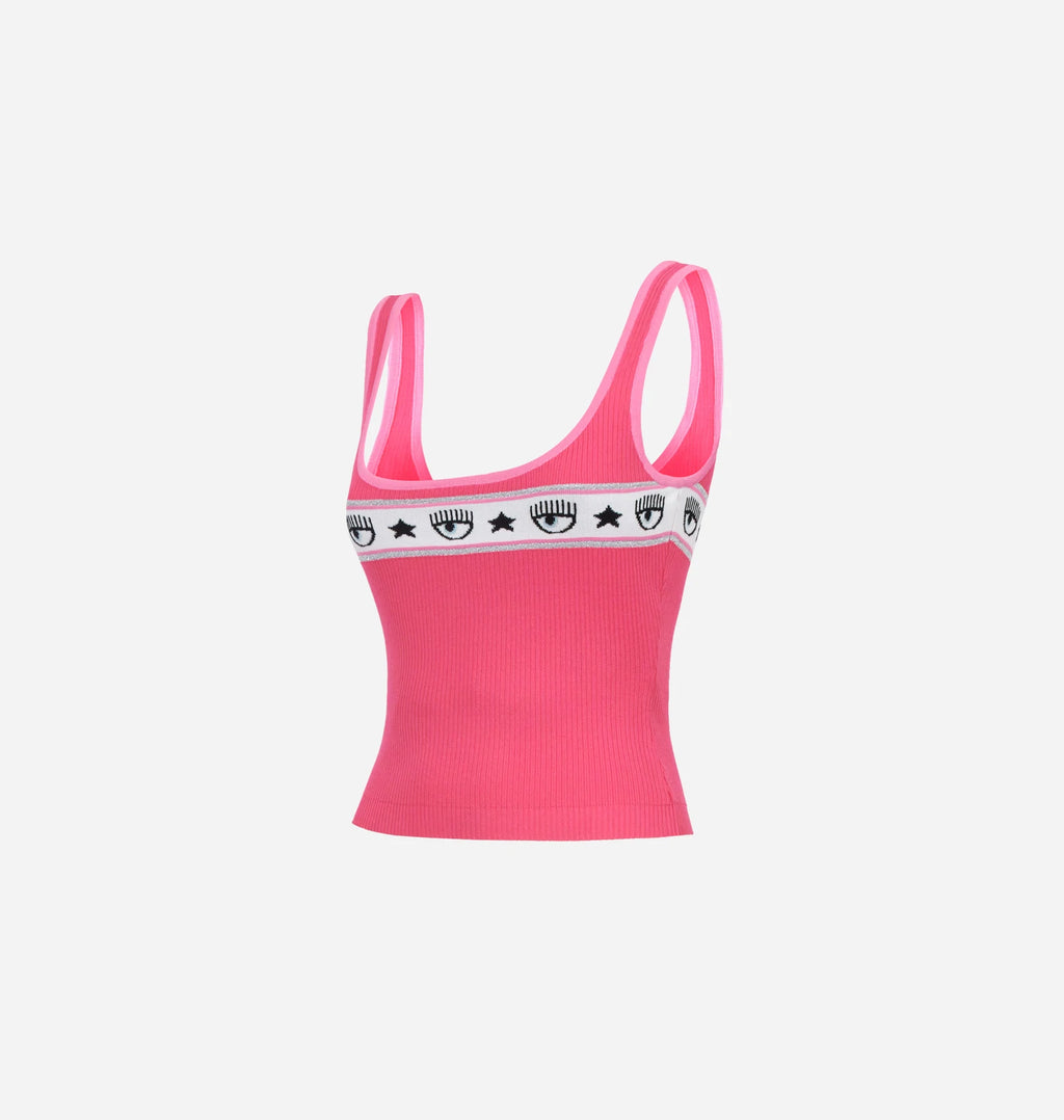 Fuchsia rib knit tank top